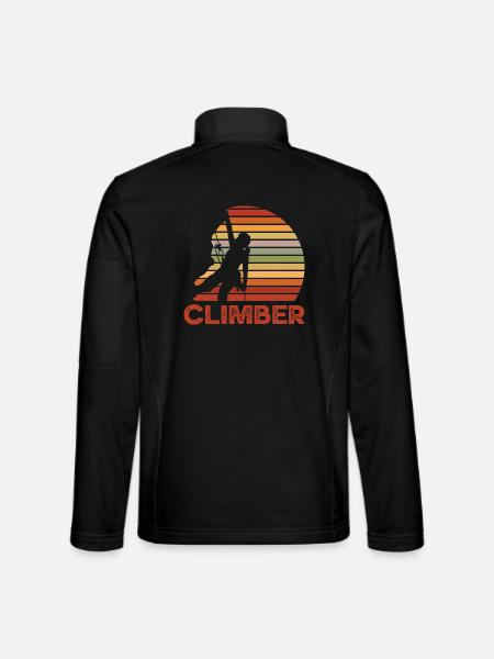 Silhouette rétro du Grimpeur Couchant de Soleil - Veste en tissu softshell Unisexe - noir - Dos