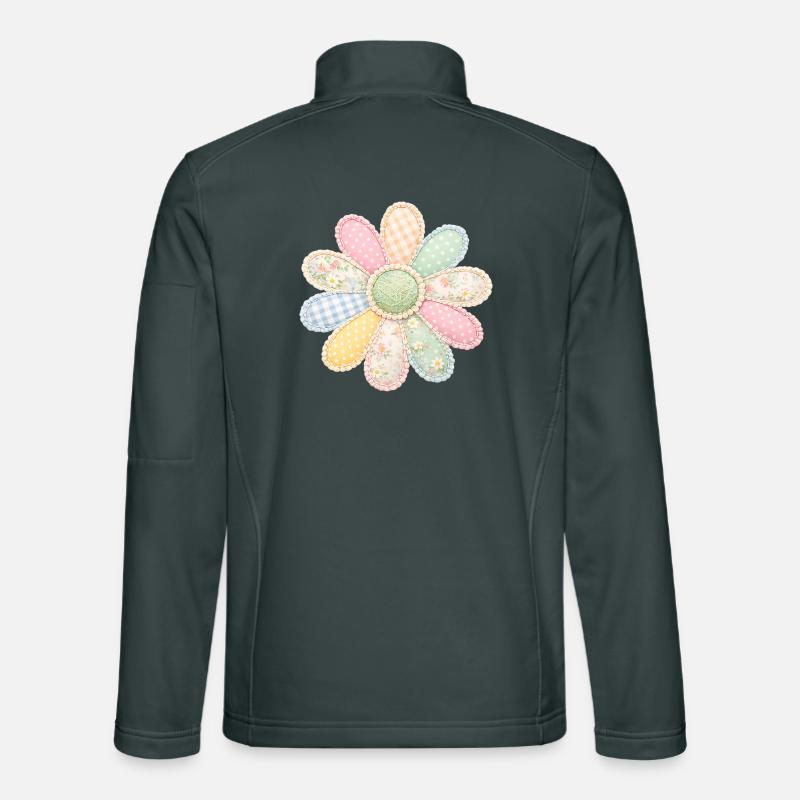 Bunte Blume Patchwork Vintage Cottagecore Design Unisex Softshelljacke