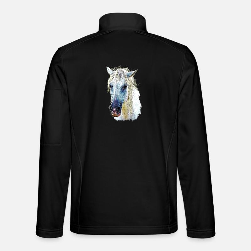 Cheval camarguais en Pastel Fluide - Veste en tissu softshell Unisexe - noir