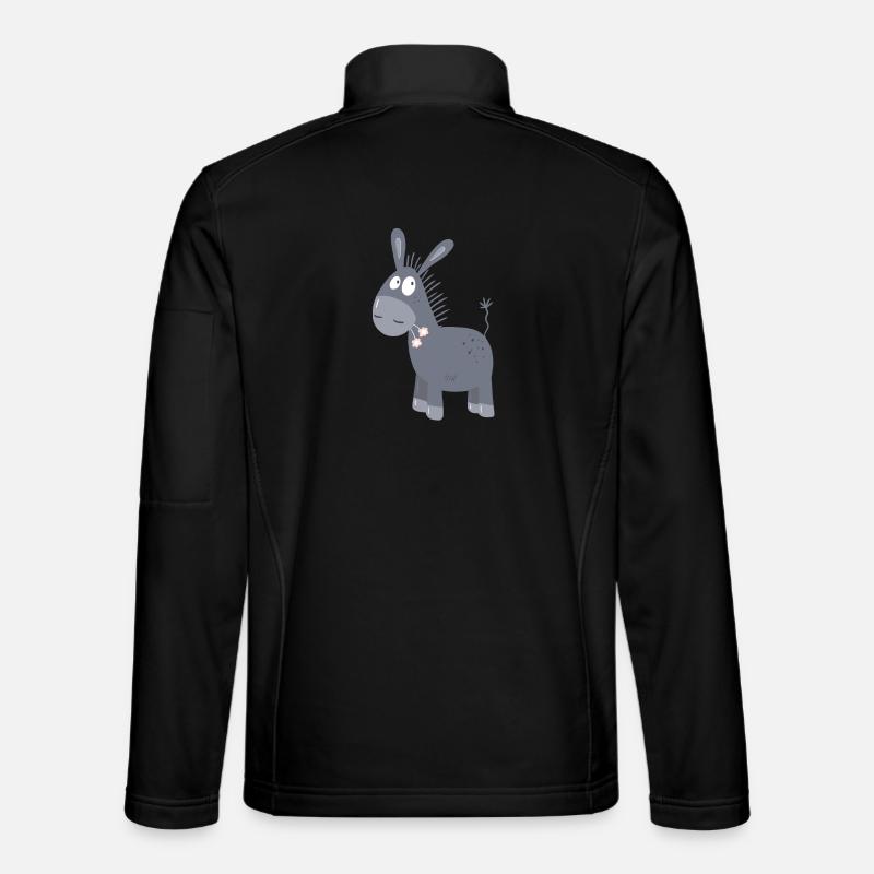 Little Donkey With Flowers I Muli Mule Comic Unisex Softshell Jacket