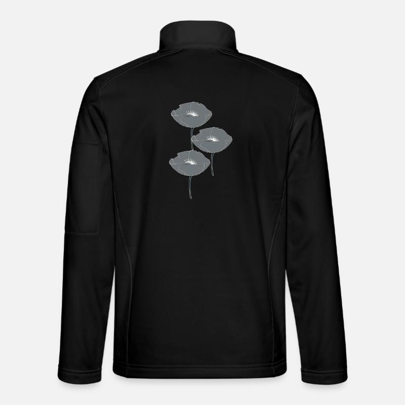 mohnblumen grau - Unisex Softshelljacke - Schwarz