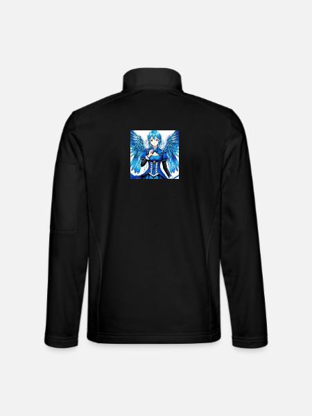 Blauer Engelsflügel Comic-Stil Print - Unisex Softshelljacke - Schwarz