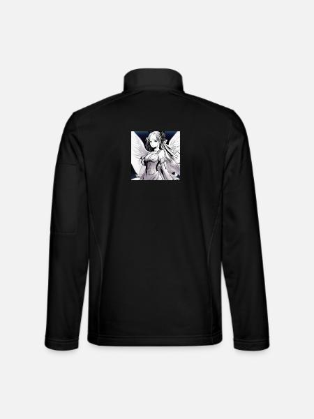 Engelfigur im Noir-Kontrast - Unisex Softshelljacke - Schwarz