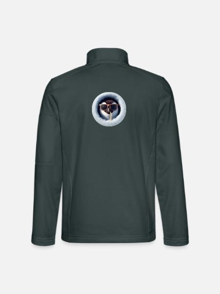 Penguin with sunglasses and straw through ice - Unisex Softshell Jacket - mouse grey - Back