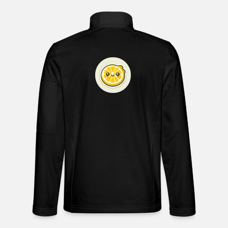 Gelbe Zitronenscheibe mit Gesicht - Unisex Softshelljacke - Schwarz