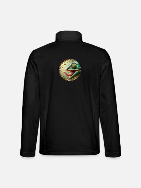 Caméléon avec des abeilles et une longue langue - Veste en tissu softshell Unisexe - noir - Dos