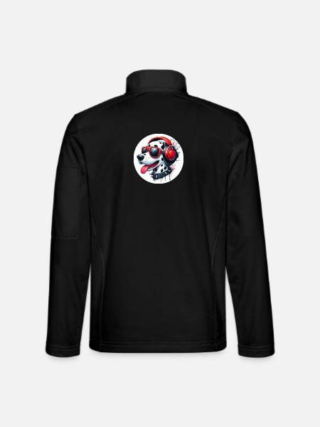 Dalmatian Dog Patches Black White Headphones - Unisex Softshell Jacket - black