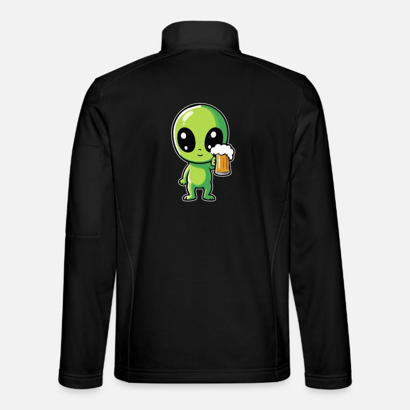 Alien avec de la bière - Veste en tissu softshell Unisexe - noir