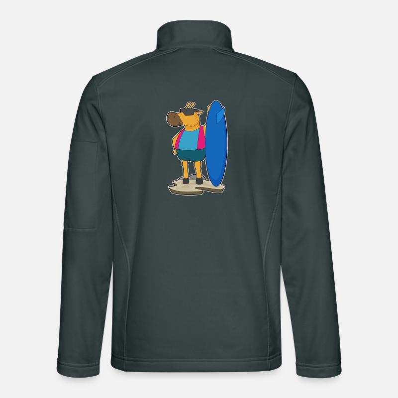 Été de surf sur la planche de surf girafe Veste en tissu softshell Unisexe