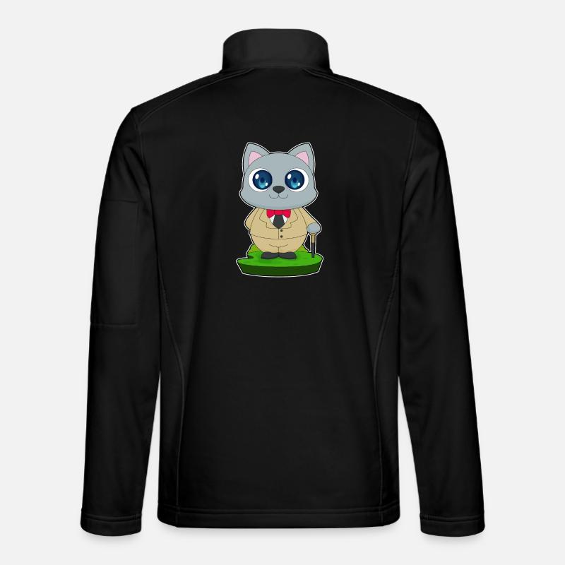 Katze Gehstock - Unisex Softshelljacke - Schwarz