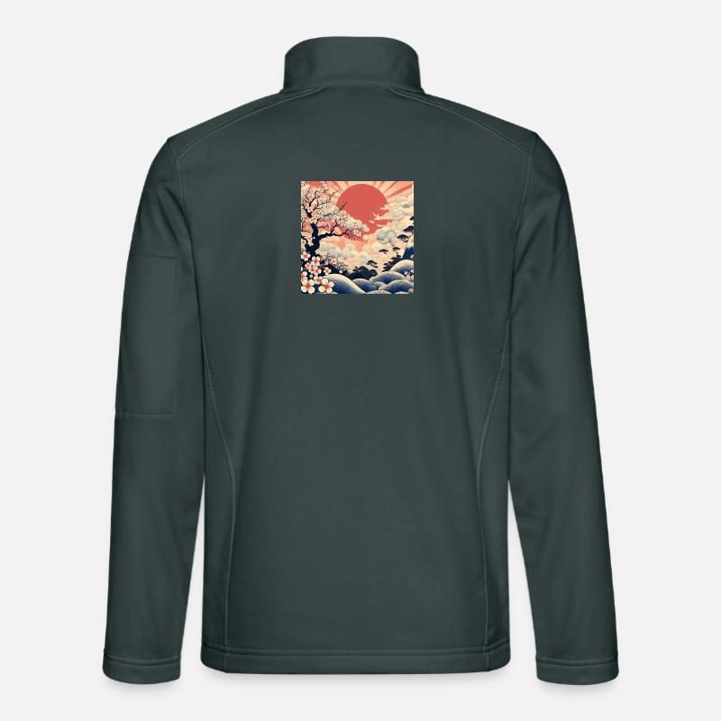Style Ukiyo-e au lever du soleil Veste en tissu softshell Unisexe