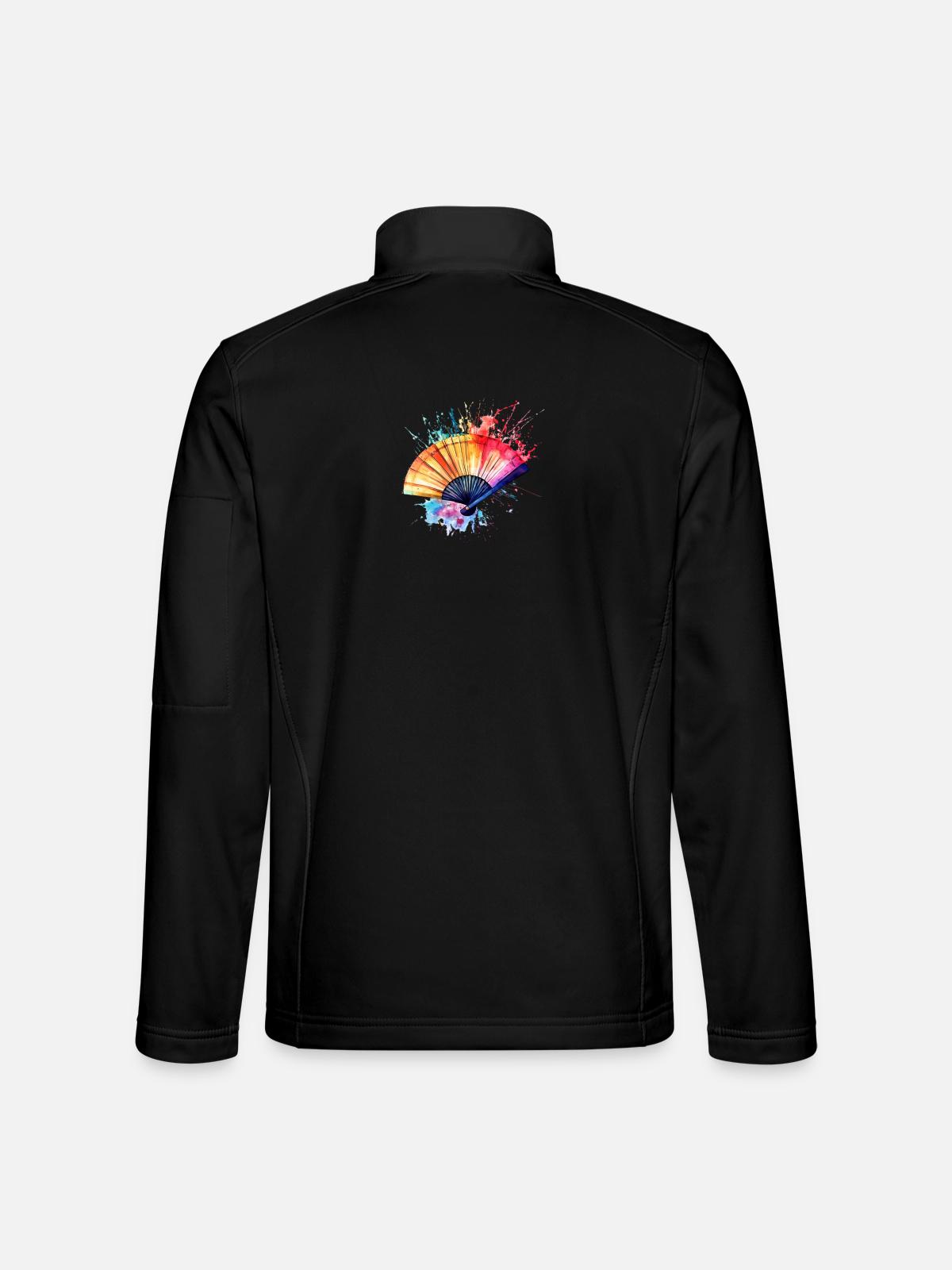 Lebendiger Aquarell-Fächer - Unisex Softshelljacke - Schwarz - Hinten
