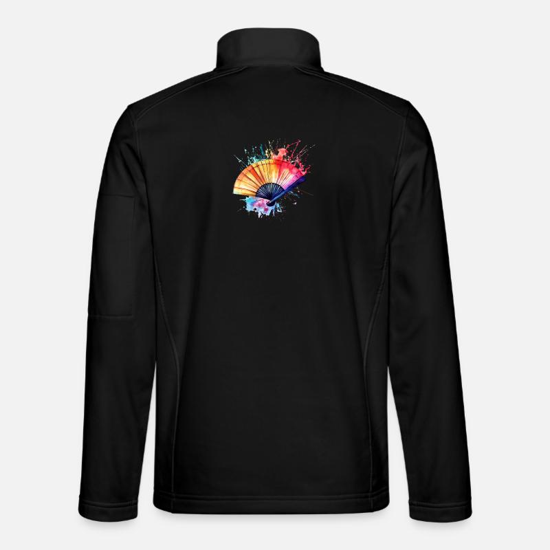Lebendiger Aquarell-Fächer - Unisex Softshelljacke - Schwarz
