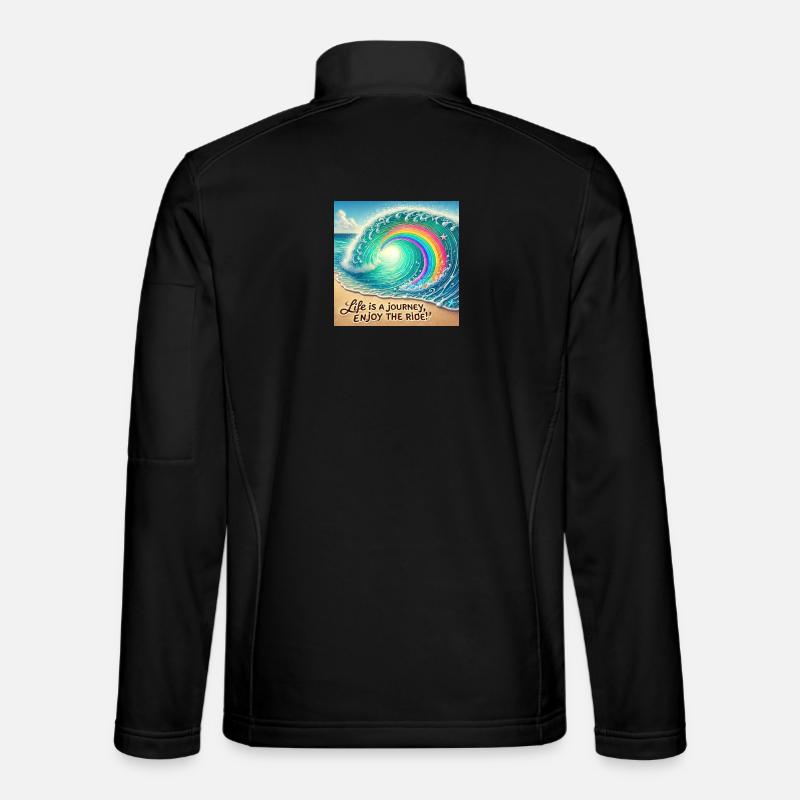 Wellenreise Regenbogenwirbel - Unisex Softshelljacke - Schwarz