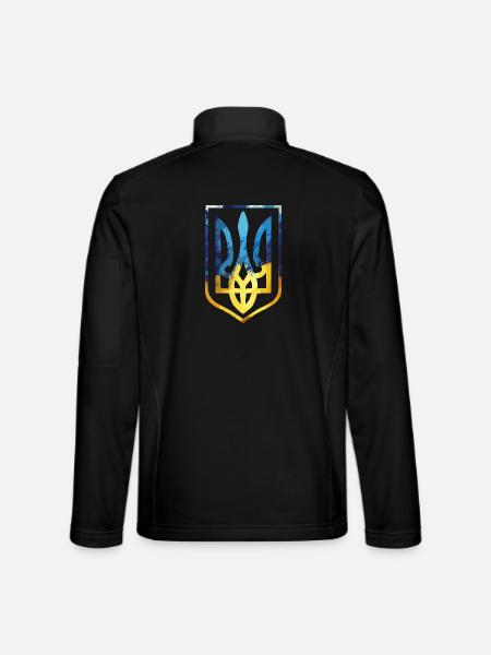 Ukraine Wappen ukrainisch Trysub Flagge Geschenk - Unisex Softshelljacke - Schwarz - Hinten