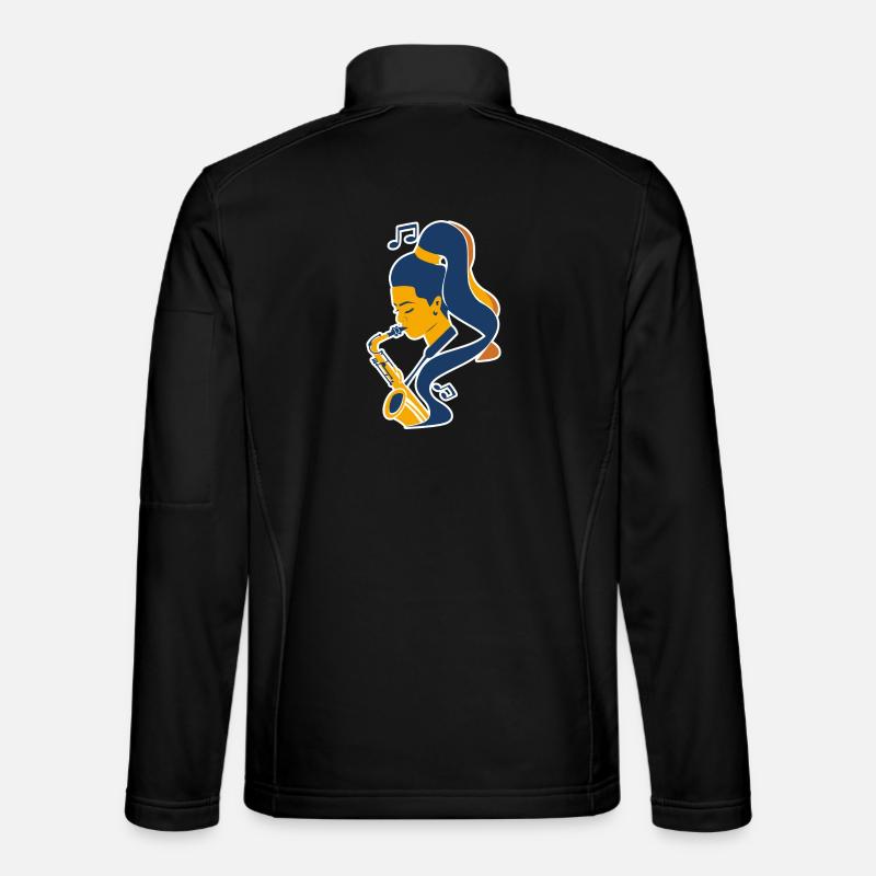 Saxophoniste Joueur Look Comique - Veste en tissu softshell Unisexe - noir