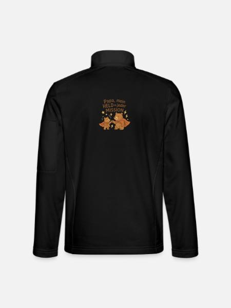 Papa, mein Held in jeder Mission - Unisex Softshelljacke - Schwarz - Hinten
