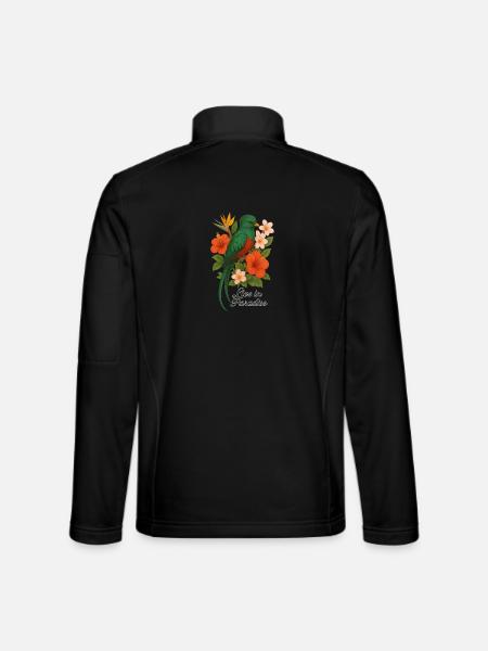 Live in Paradise – Tropical Bird of Paradise - Unisex Softshell Jacket - black - Back