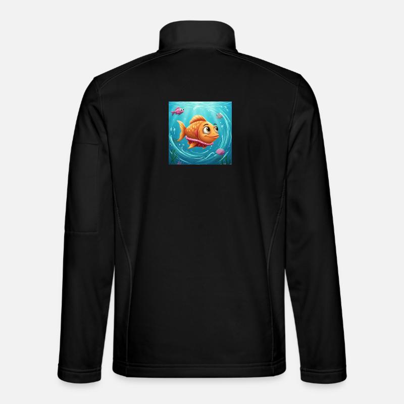 Poisson rouge ludique dans une eau colorée Veste en tissu softshell Unisexe