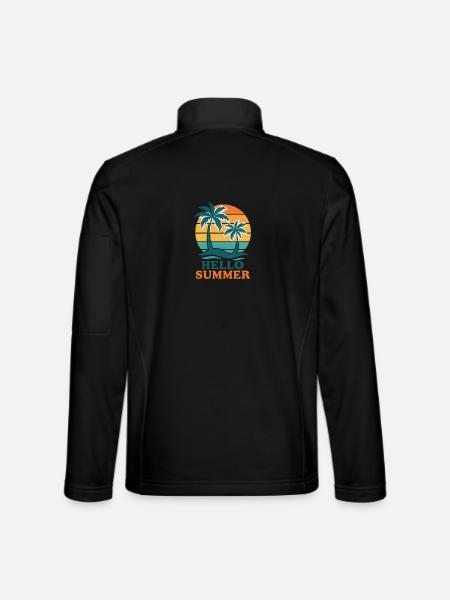 Beach with palm trees and sunset - Unisex Softshell Jacket - black