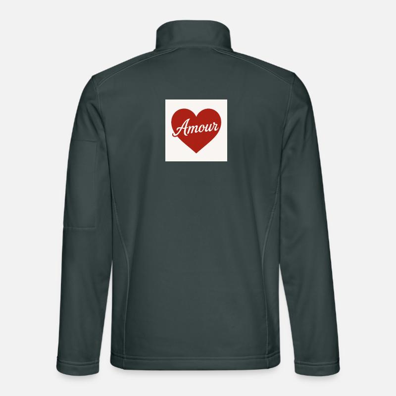 Loving heart shape with Amour text Unisex Softshell Jacket