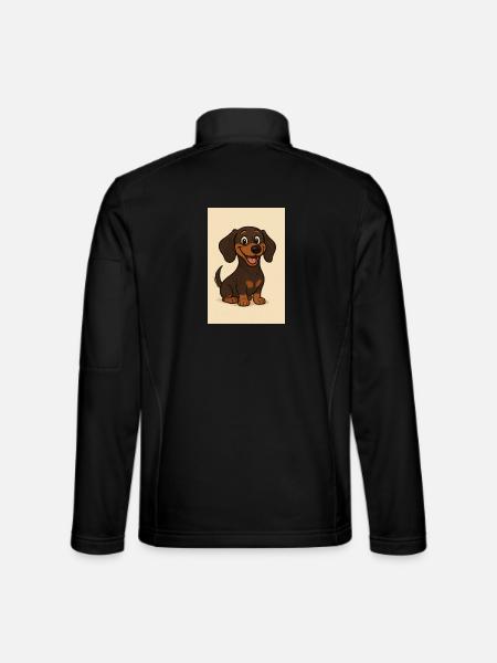 Glücklicher Dackel - Unisex Softshelljacke - Schwarz