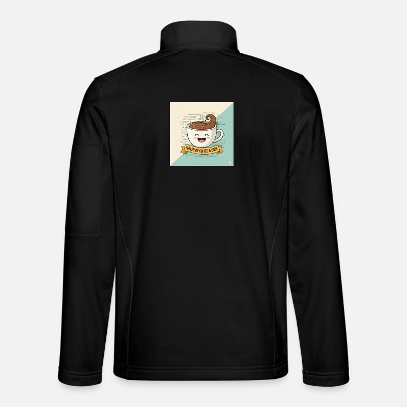 Happy Coffee Mug and Code - Unisex Softshell Jacket - black