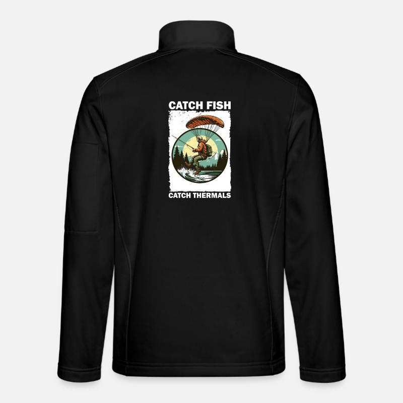 Pêcheur aventureux avec planche d'escalade - Veste en tissu softshell Unisexe - noir