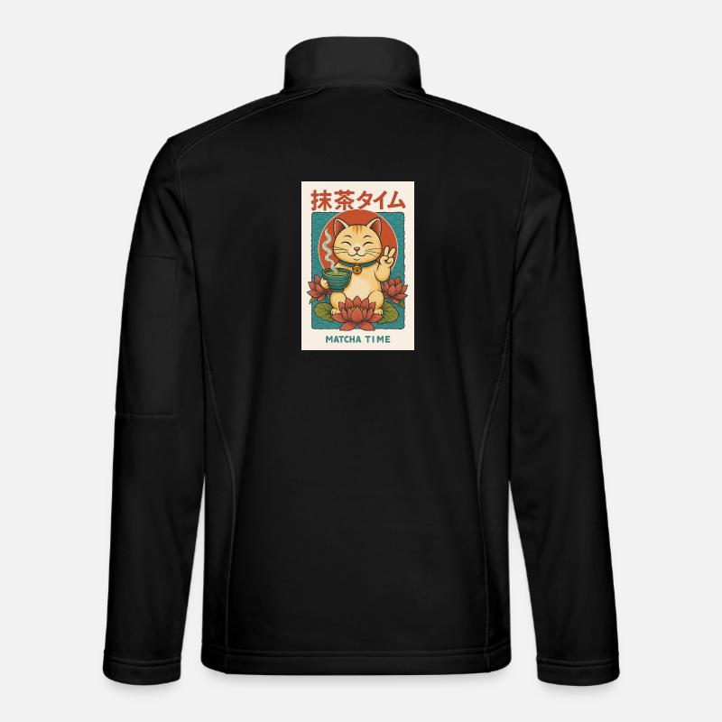Cat Lover Meet Matcha - Unisex Softshell Jacket - black