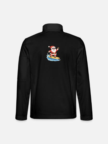 Conception de Noël Cool Santa Surfer - Veste en tissu softshell Unisexe - noir