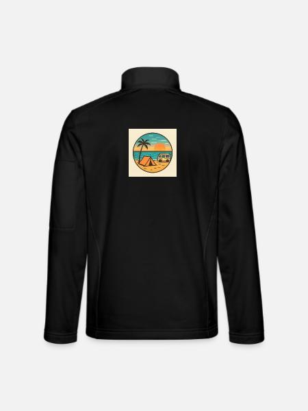 Beach Sunset with Tent - Unisex Softshell Jacket - black
