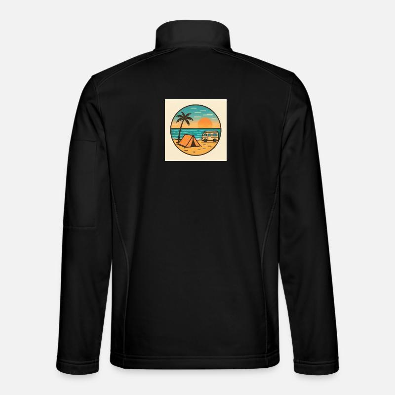Beach Sunset with Tent - Unisex Softshell Jacket - black