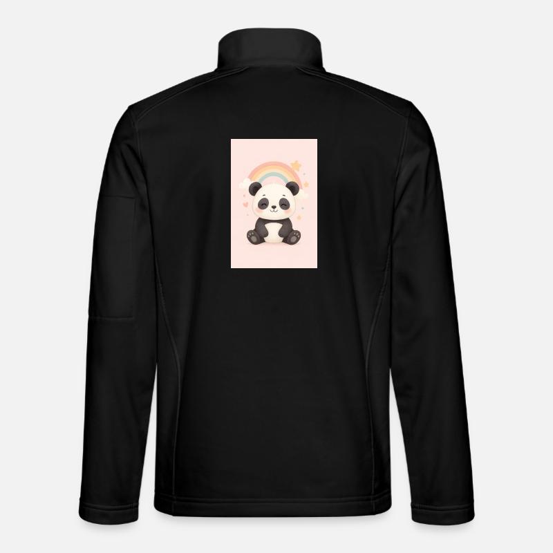 Panda mignon avec arc-en-ciel et étoiles - Veste en tissu softshell Unisexe - noir
