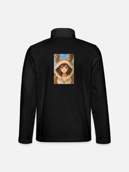 Sweat à capuche lapin Anime Charm - Veste en tissu softshell Unisexe - noir