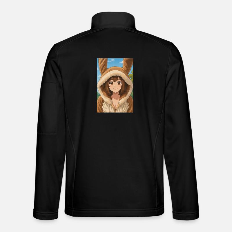Hase Hoodie Anime Charme - Unisex Softshelljacke - Schwarz
