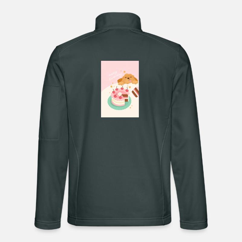 Gâteau anniversaire chien mignon Veste en tissu softshell Unisexe