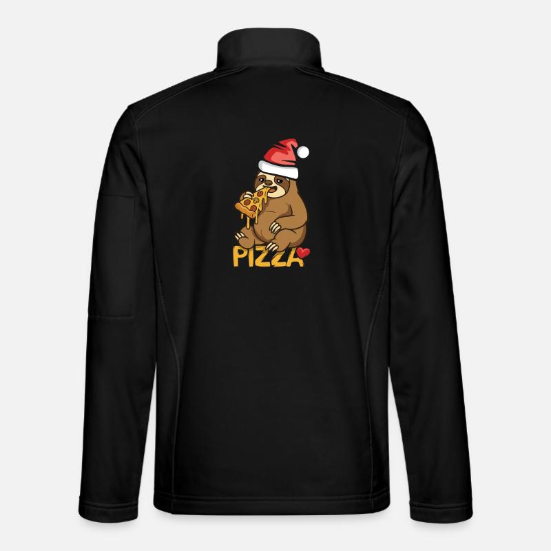 paresseux mangeant pizza Noël design Veste en tissu softshell Unisexe