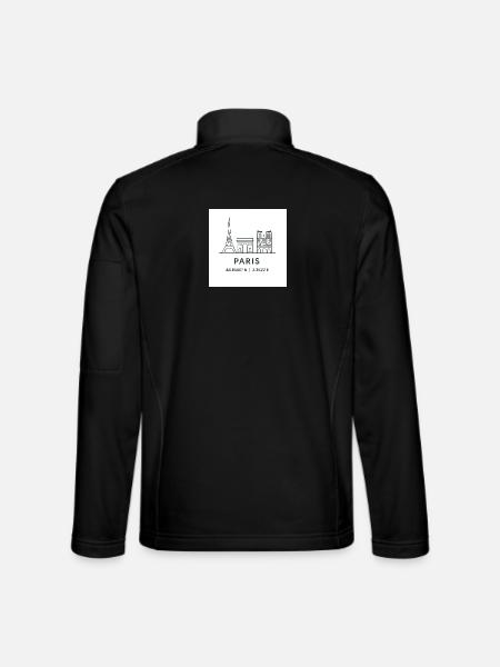 Paris Line Art Silhouette Landmark - Unisex Softshell Jacket - black