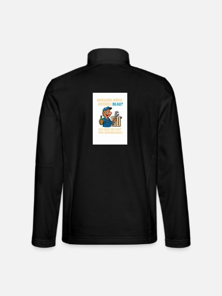 Morgens müde, Abends Blau Heizungsbau - Unisex Softshelljacke - Schwarz - Hinten