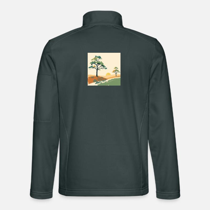 Pastell-Sonnenuntergangsbäume Unisex Softshelljacke
