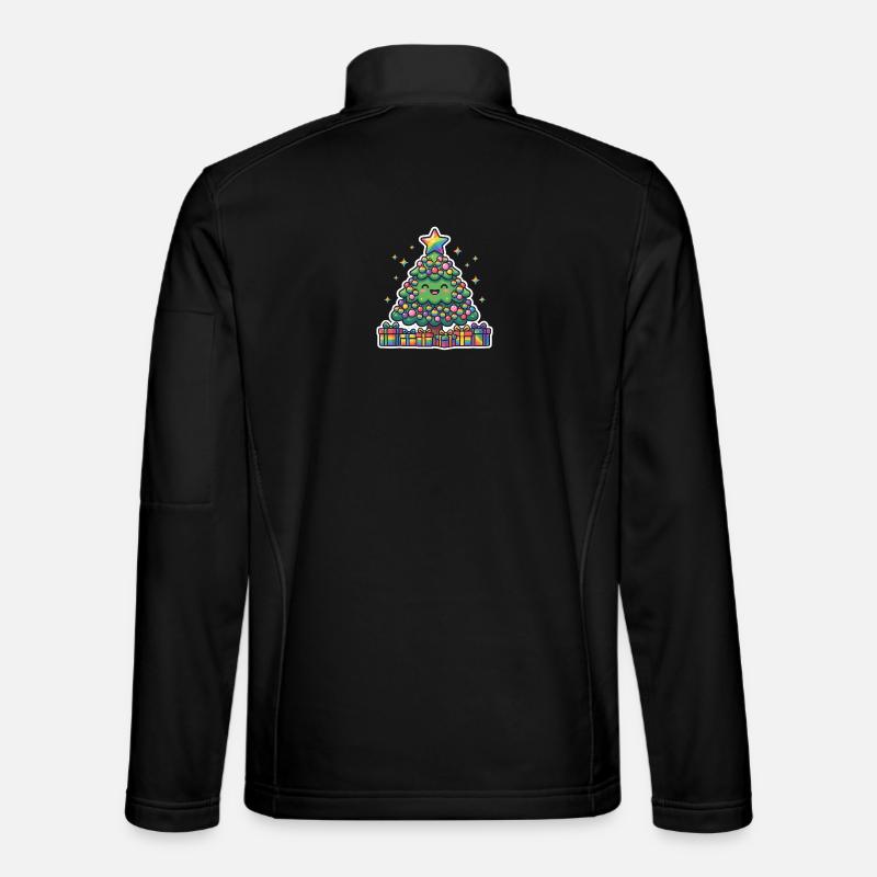 Fröhlicher Regenbogen-Weihnachtsbaum niedlich - Unisex Softshelljacke - Schwarz