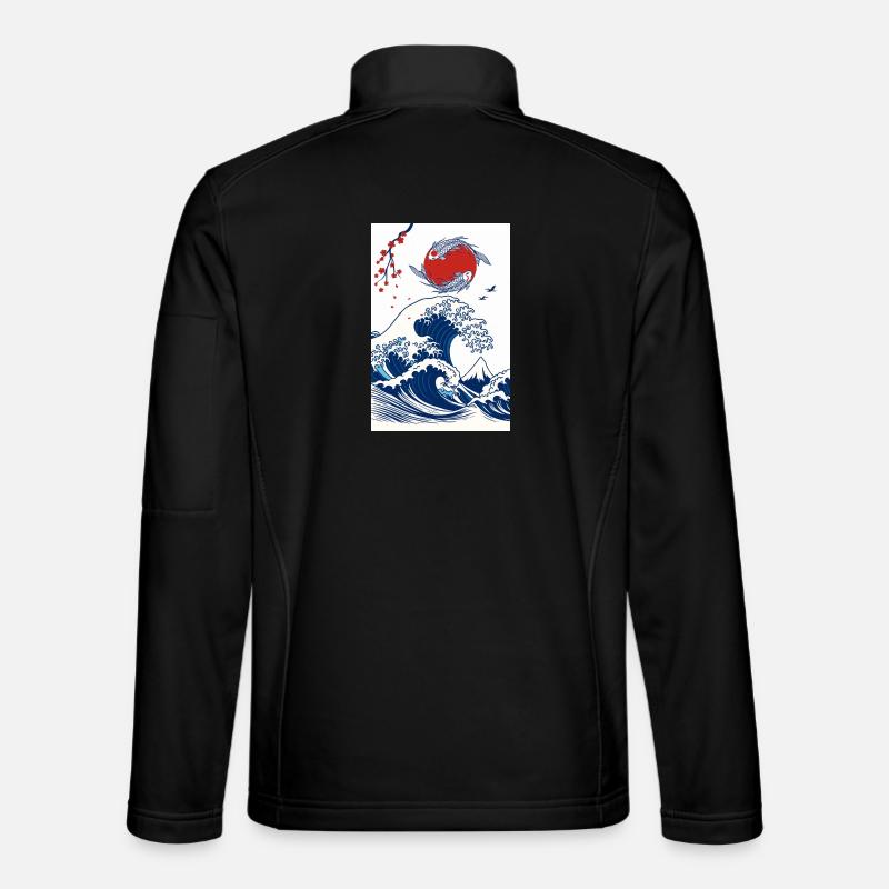 Koi et Vague en Soleil - Veste en tissu softshell Unisexe - noir