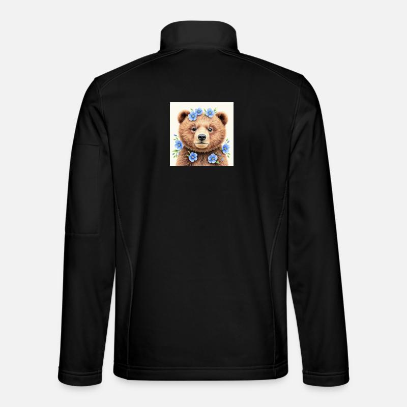 Blue Flower Bear Templates - Unisex Softshell Jacket - black