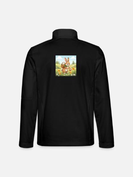 Easter bunny with basket and eggs - Unisex Softshell Jacket - black
