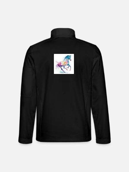 Regenbogen-Aquarellpferd - Unisex Softshelljacke - Schwarz