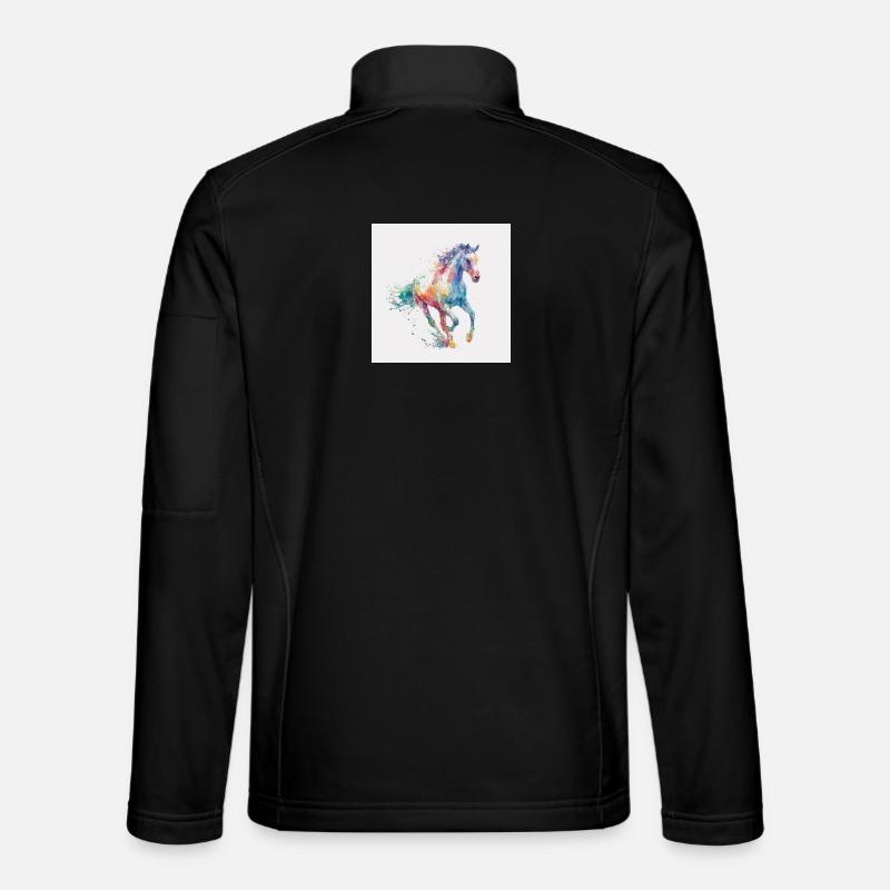 Explosion aquarelle du cheval arc-en-ciel - Veste en tissu softshell Unisexe - noir