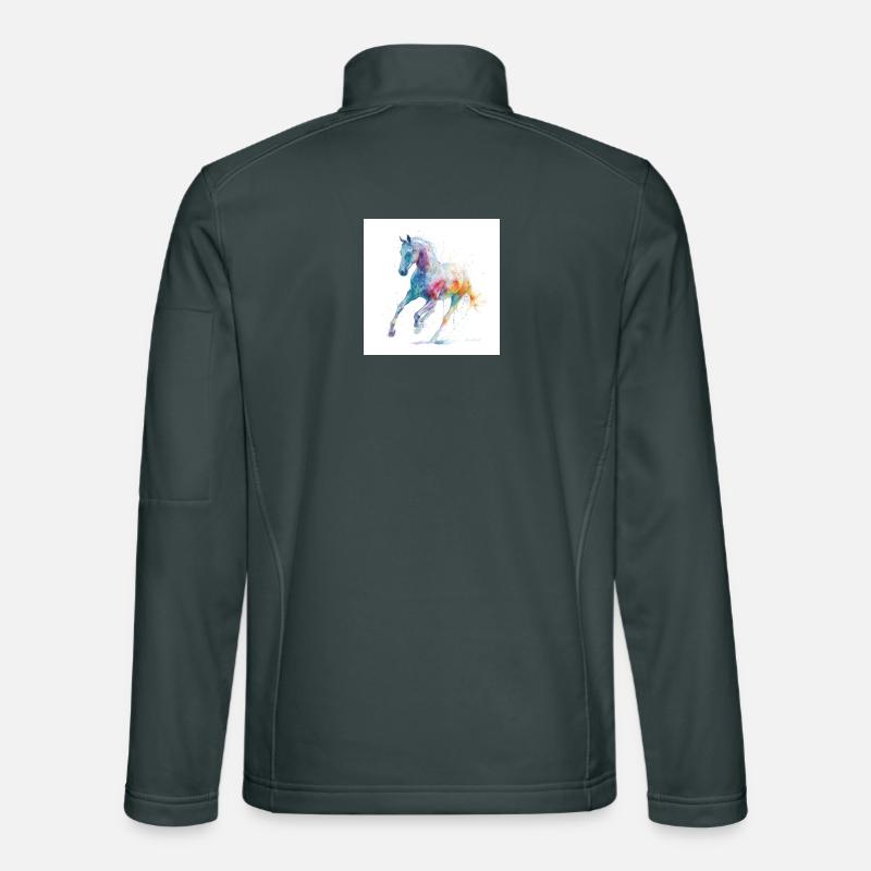Regenbogen-Aquarellpferd in Bewegung Unisex Softshelljacke
