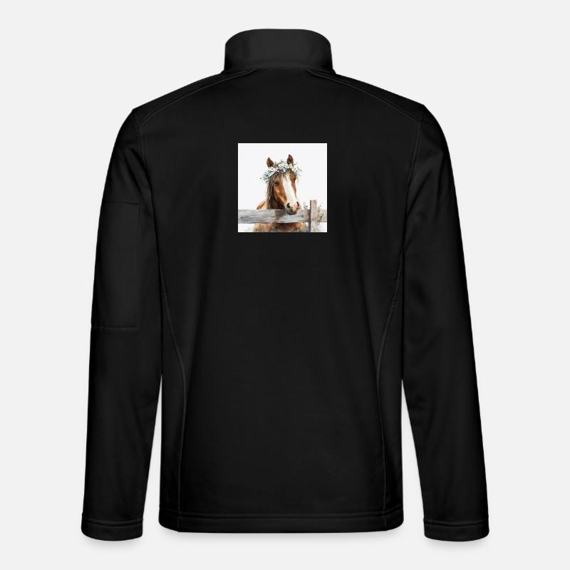 Couronne de cheval florale pastel - Veste en tissu softshell Unisexe - noir