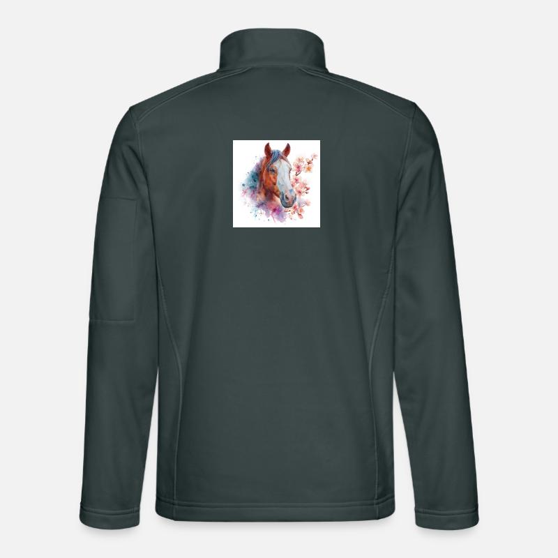 Aquarellpferd mit Blüten Unisex Softshelljacke
