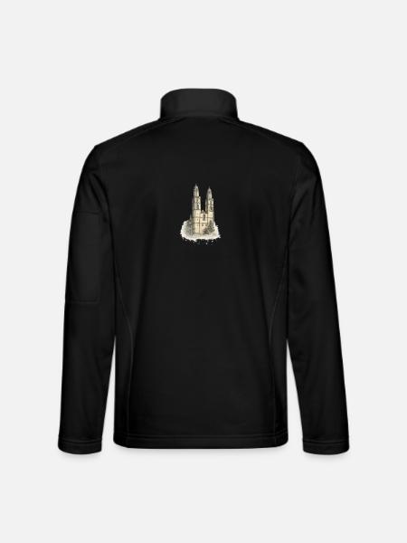 Watercolor cathedral with two towers - Unisex Softshell Jacket - black - Back